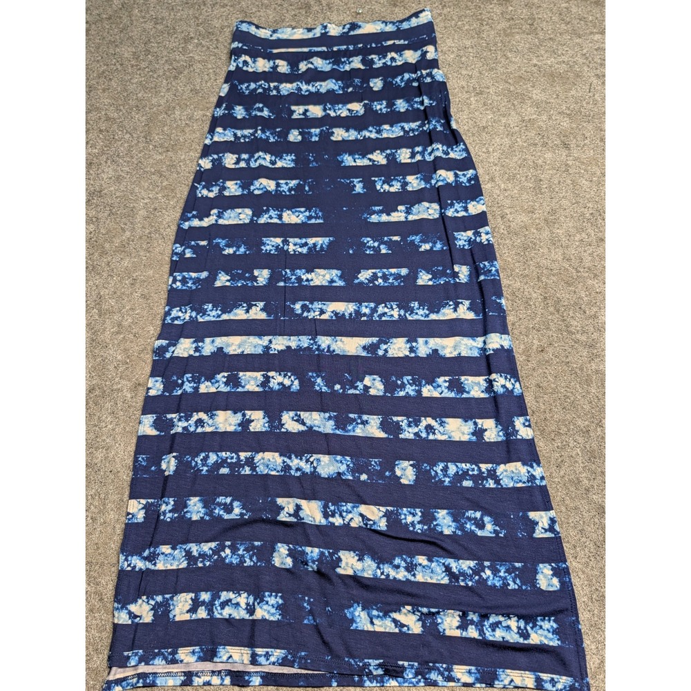 a.n.a A New Approach Navy Blue White Tie Dye Stripe Maxi Skirt Small EUC